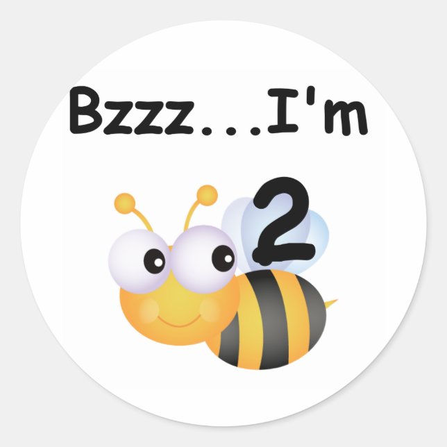 Sticker Rond Buzz Bumblebee 2e Anniversaire T-shirts et cadeaux (Devant)
