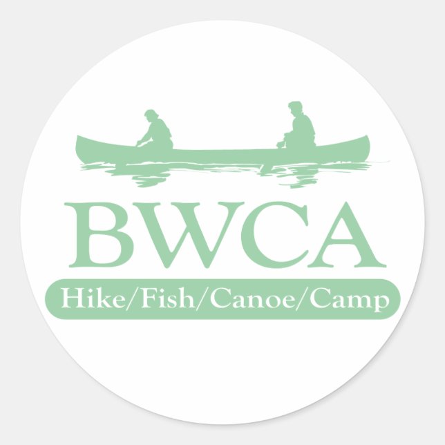 Sticker Rond BWCA / Randonnée en canoë de poisson (Devant)