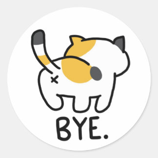 Sticker Rond Bye - Funny cat