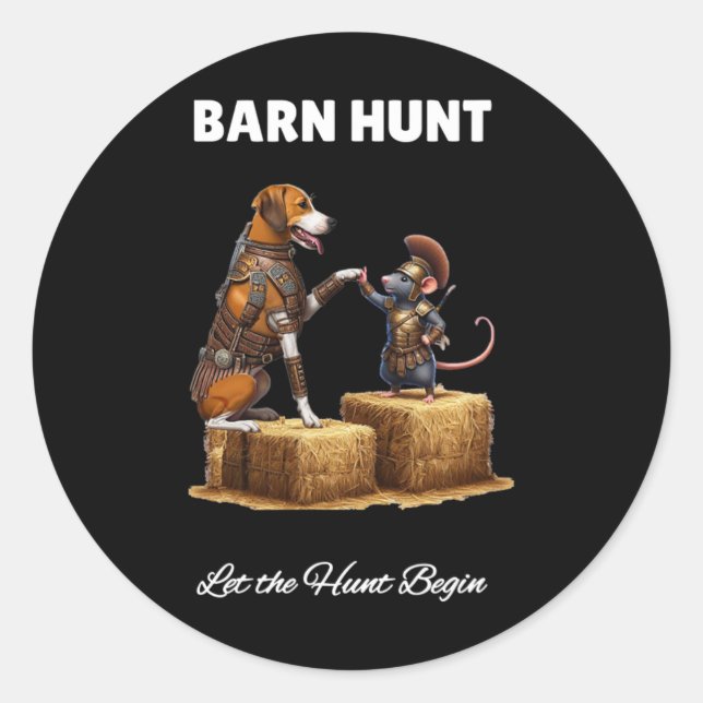 Sticker Rond Byrn Hunt Lover - Cute Warrior Rat Et Américain Fr (Devant)
