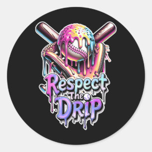 Sticker Rond Bysebyll Drip Crème Glacée qui Dégouline Respecte
