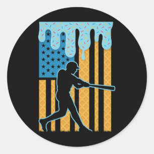 Sticker Rond Bysebyll Dripping Ice Cream Drip Youth Drapeau Amé