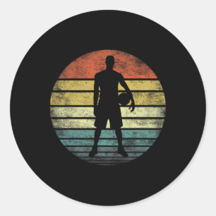 Sticker Rond Bysketbyll Joueur Cadeaux Amusants Retro Style Vin