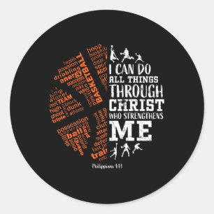 Sticker Rond Bysketbyll Sayings Christian Verse Ado Garçons Enf