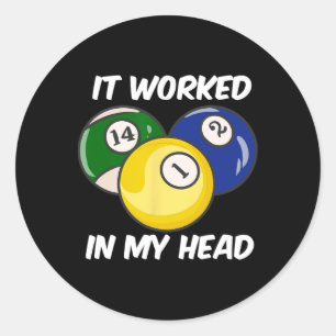 Sticker Rond Ça A Fonctionné Dans Ma Tête Citation Drôle Billar