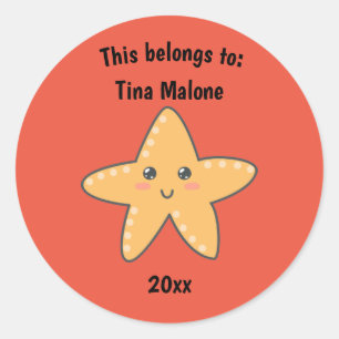 Sticker Rond Ça fait partie du retour à l'école Starfish Red