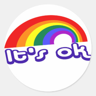 Sticker Rond "Ça va" avec l'arc en ciel