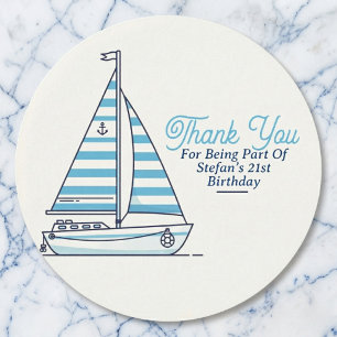 Sticker Rond Cabane de bateau à voile nautique personnalisée à 