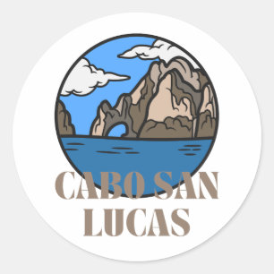 Sticker Rond Cabo San Lucas, plage, 80s