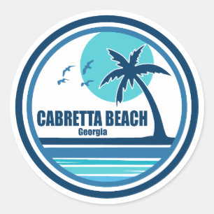 Sticker Rond Cabretta Beach Georgia Palm Tree Birds