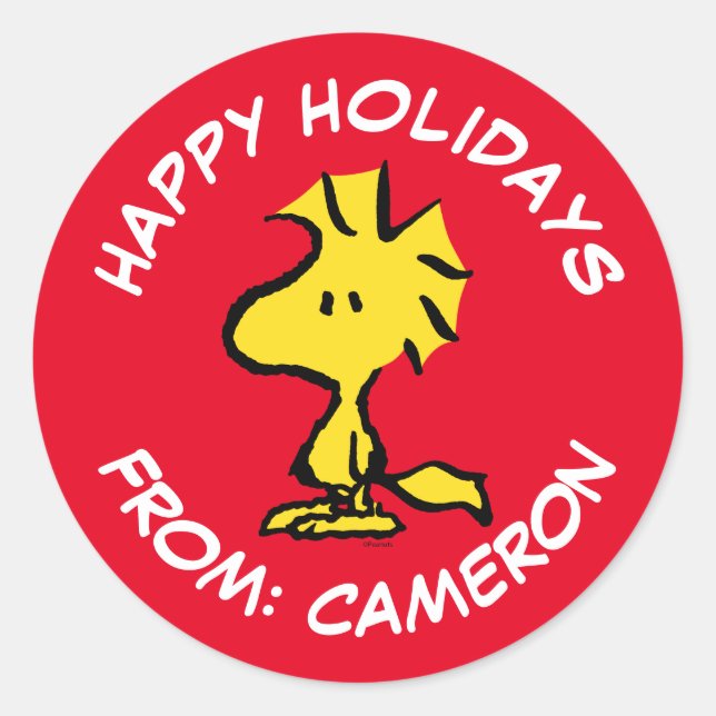 Sticker Rond cacahuètes | Bois | Joyeux Noël (Devant)