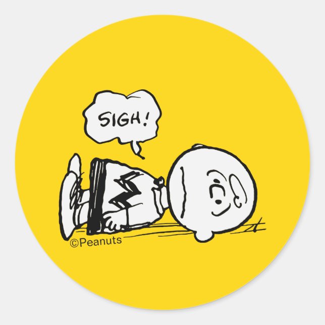Sticker Rond cacahuètes | Charlie Brown est en panne (Devant)