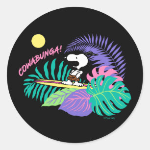 Sticker Rond cacahuètes Cowabunga Snoopy