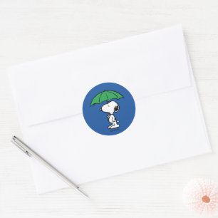 Sticker Rond cacahuètes Parapluie vert Snoopy