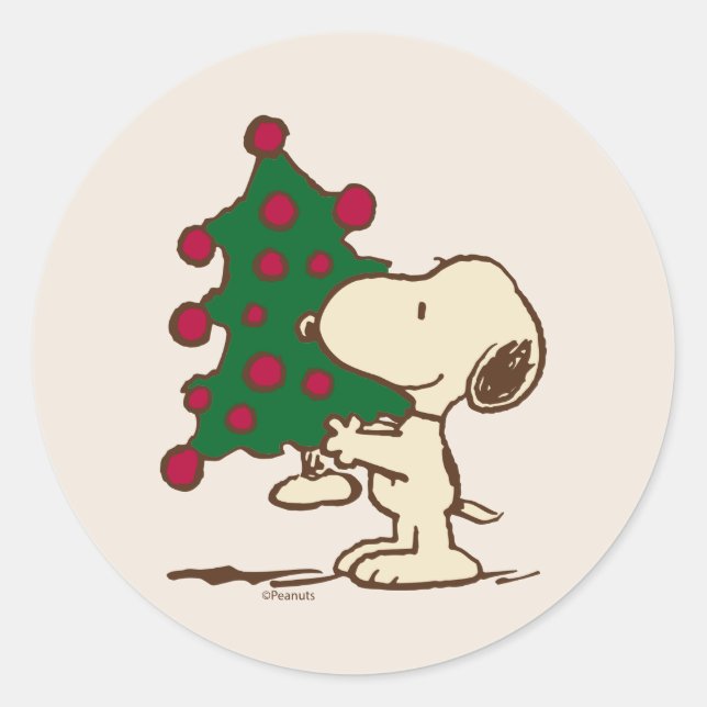 Sticker Rond cacahuètes | Snoopy Christmas Tree (Devant)