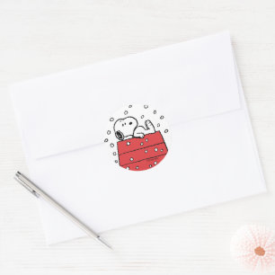 Sticker Rond cacahuètes   Snoopy Doghouse Snowflakes