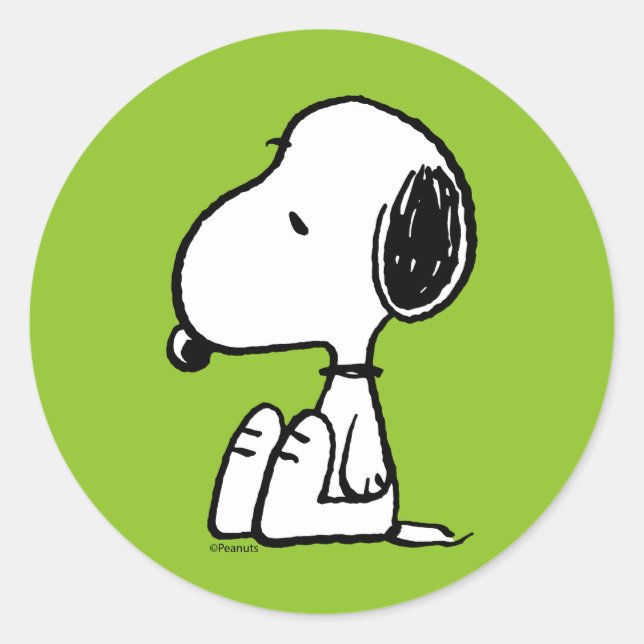 Sticker Rond cacahuètes | Snoopy En Bas (Devant)