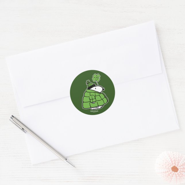 Sticker Rond cacahuètes | Snoopy Lucky Clover (Enveloppe)
