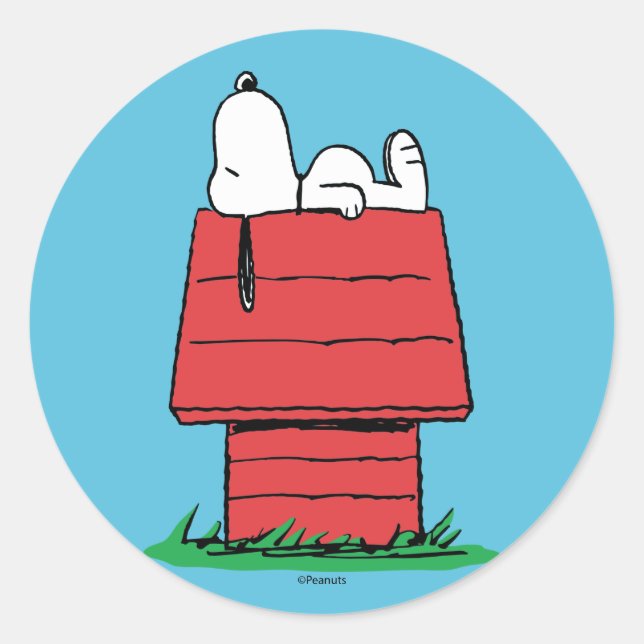 Sticker Rond cacahuètes | Snoopy Napping (Devant)