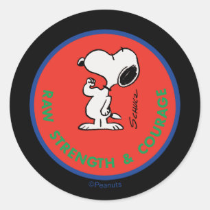 Sticker Rond cacahuètes Snoopy Raw Force & Courage Badge