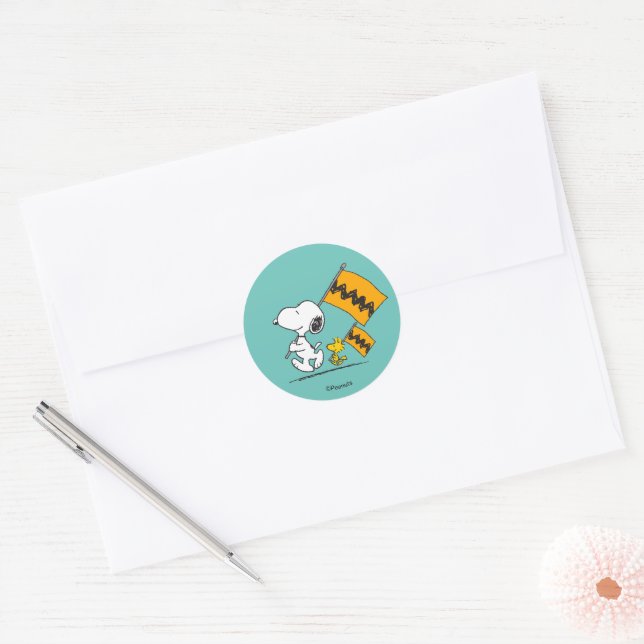 Sticker Rond cacahuètes | Snoopy & Woodstock (Enveloppe)