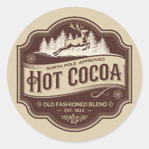 Sticker Rond Cacao chaud de Noël festif