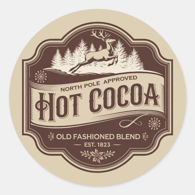 Sticker Rond Cacao chaud de Noël festif (Devant)