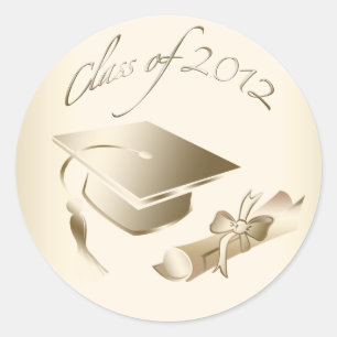 Sticker Rond Cachet de diplôme et de chapeau de fin d'études 20