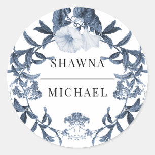 Sticker Rond Cachet de mariage printanier Fleur sauvage Floral