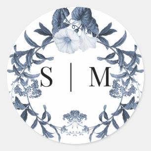 Sticker Rond Cachet de mariage printanier Fleur sauvage Floral