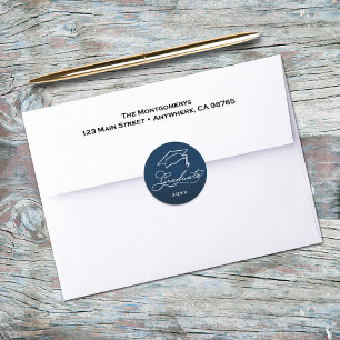 Sticker Rond Cachet d'enveloppe bleu marine pour diplôme