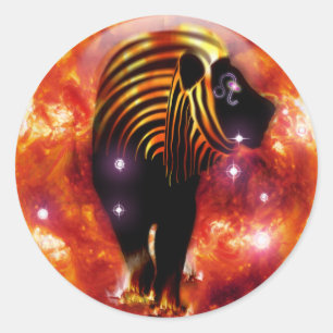 Sticker Rond Cachot Zodiaque-Lion de métier