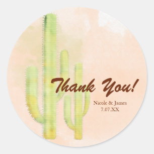 Sticker Rond Cactus Aquarelle Simple Favori Sud-Ouest