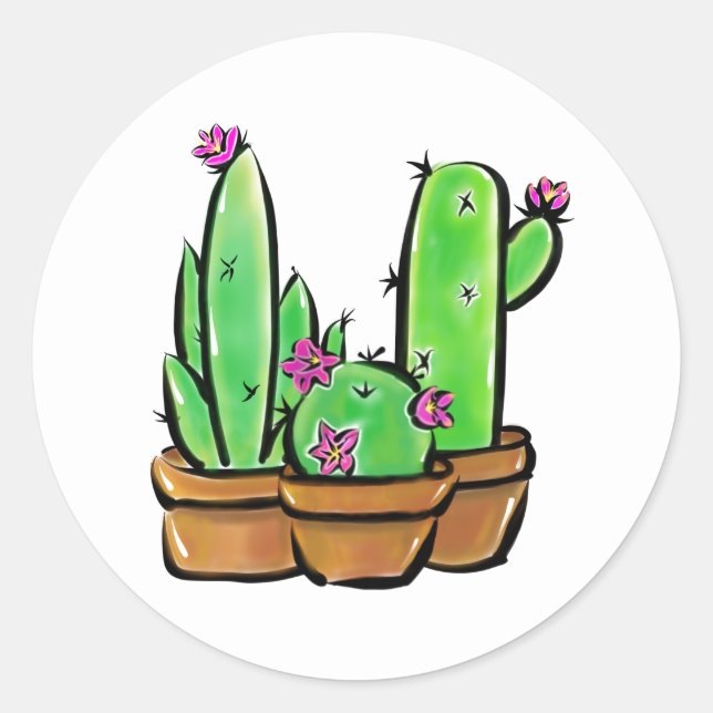 Sticker Rond Cactus cactus cactus succulents (Devant)