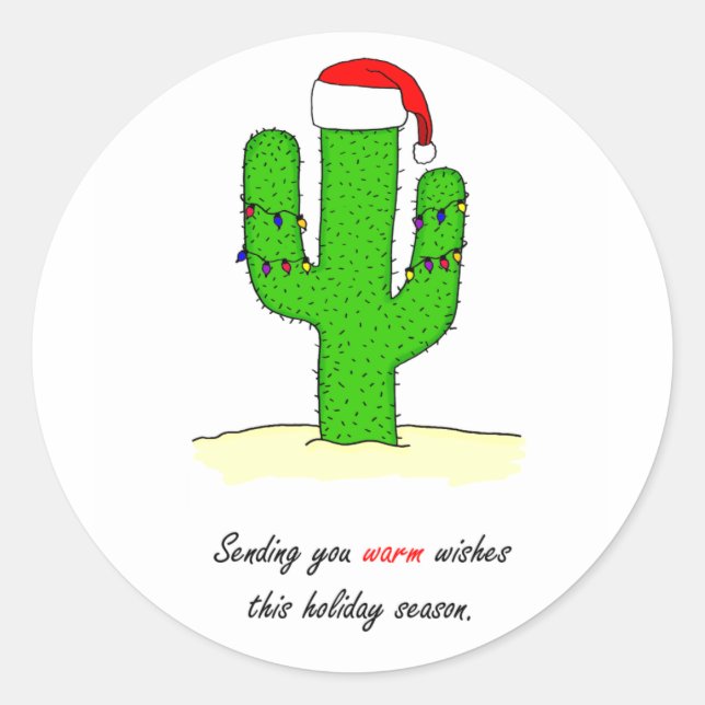 Sticker Rond Cactus Christmas (Devant)