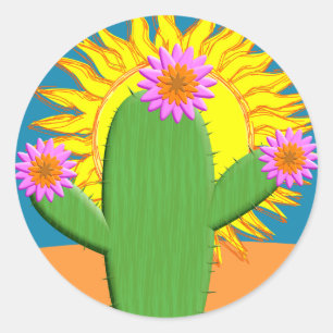 Sticker Rond Cactus Dans Une Journée Ensoleillée