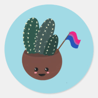 Sticker Rond Cactus de la fierté bisexuelle