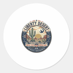 Sticker Rond Cactus du désert de la liberté patriotique patriot