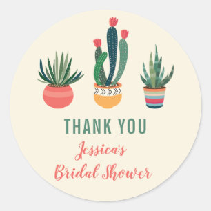 Sticker Rond Cactus Fête des mariées Succulente Favoriser Stick
