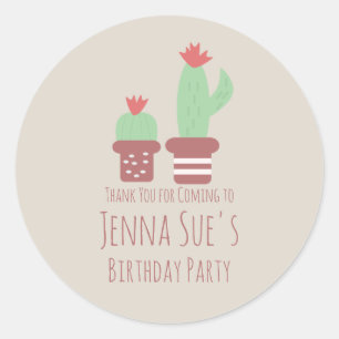Sticker Rond Cactus Moderne Pots Plante fête d'anniversaire