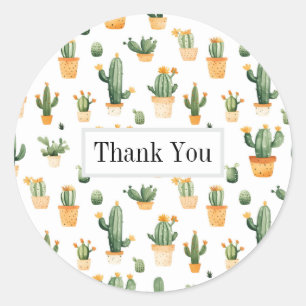 Sticker Rond Cactus pointillés sur blanc