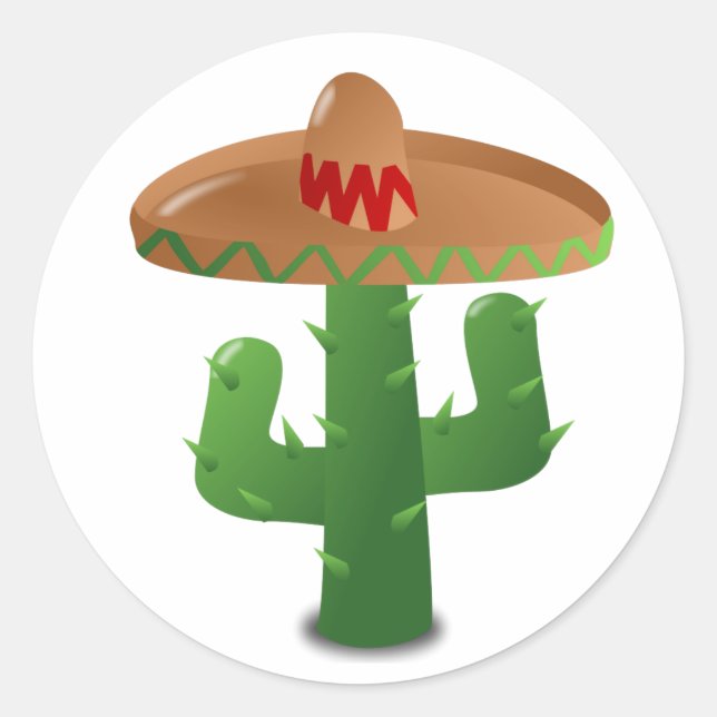 Sticker Rond Cactus portant Sombrero (Devant)