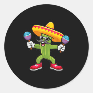 Sticker Rond Cactus Sombrero Cinco De Mayo Cactus Mexicain Fête