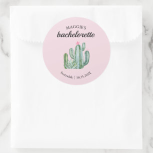 Sticker Rond Cactus Succulent Désert Bachelorette Favoriser