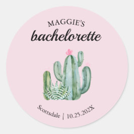 Sticker Rond Cactus Succulent Désert Bachelorette Favoriser