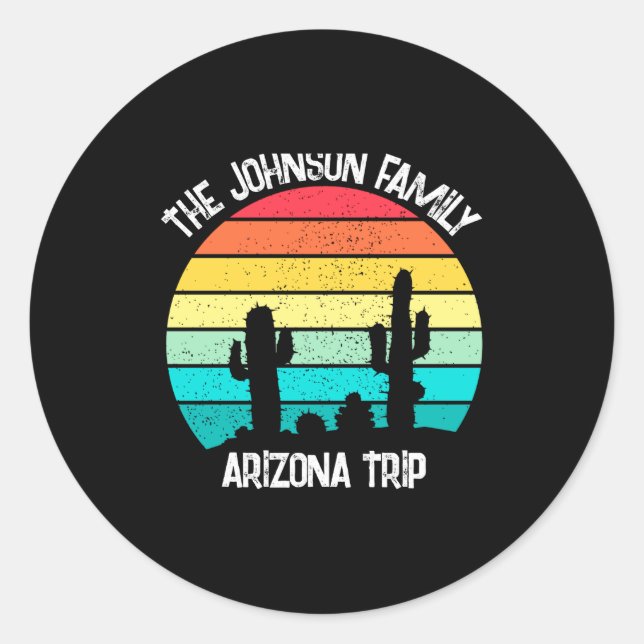 Sticker Rond Cactus Sunset Arizona Desert Trip Womens  (Devant)