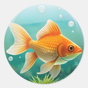 Sticker Rond Cadeau à l'amant de poisson d'or