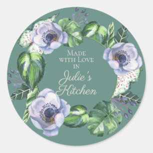 Sticker Rond Cadeau Alimentaire De Cuisine Fleur Florale Violet