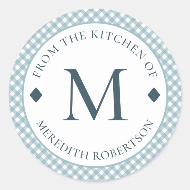Sticker Rond Cadeau alimentaire de la cuisine de Monogram Turqu (Devant)