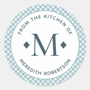 Sticker Rond Cadeau alimentaire de la cuisine de Monogram Turqu